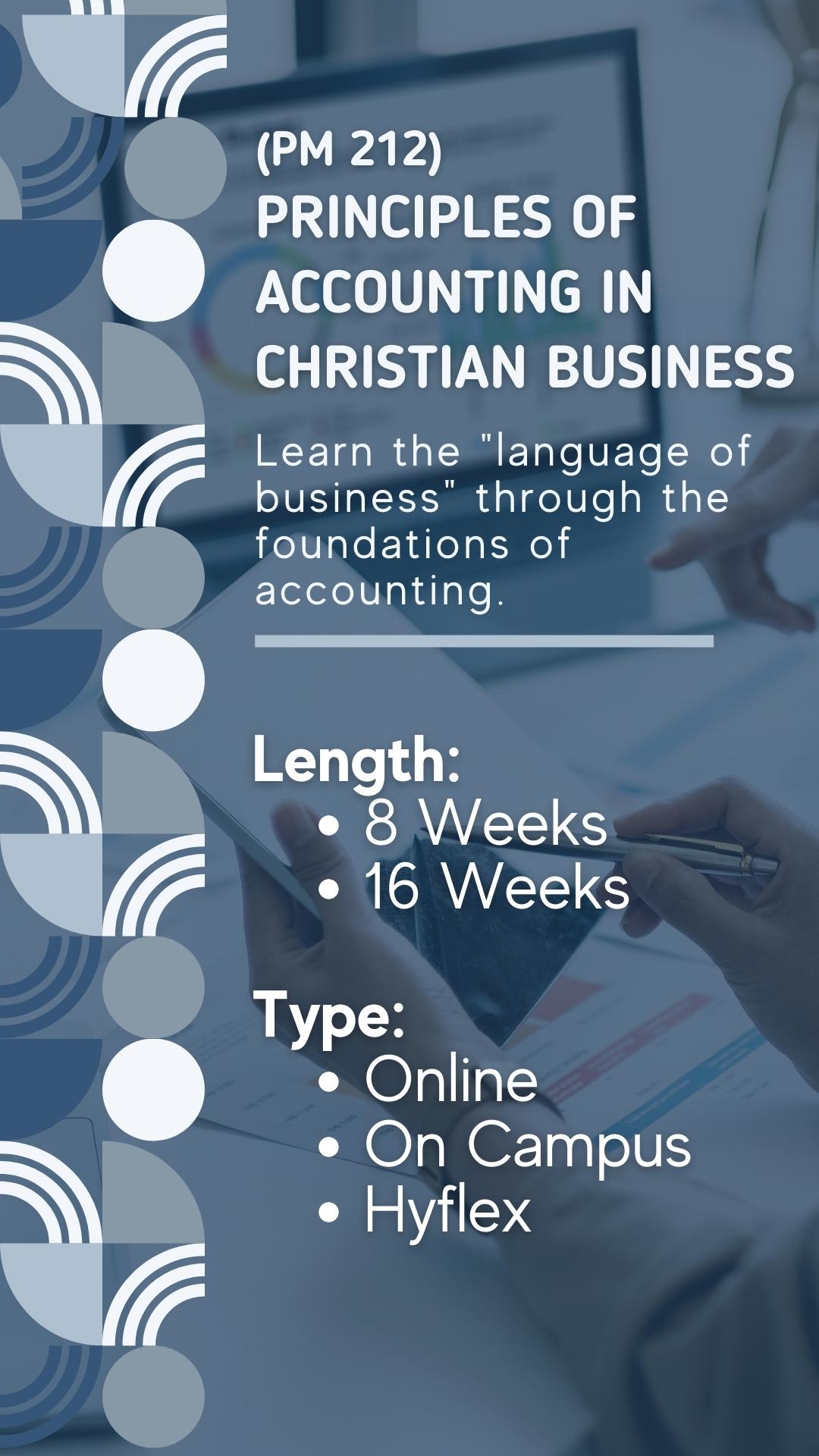 PM 212 Principles of Accounting in Christian Business